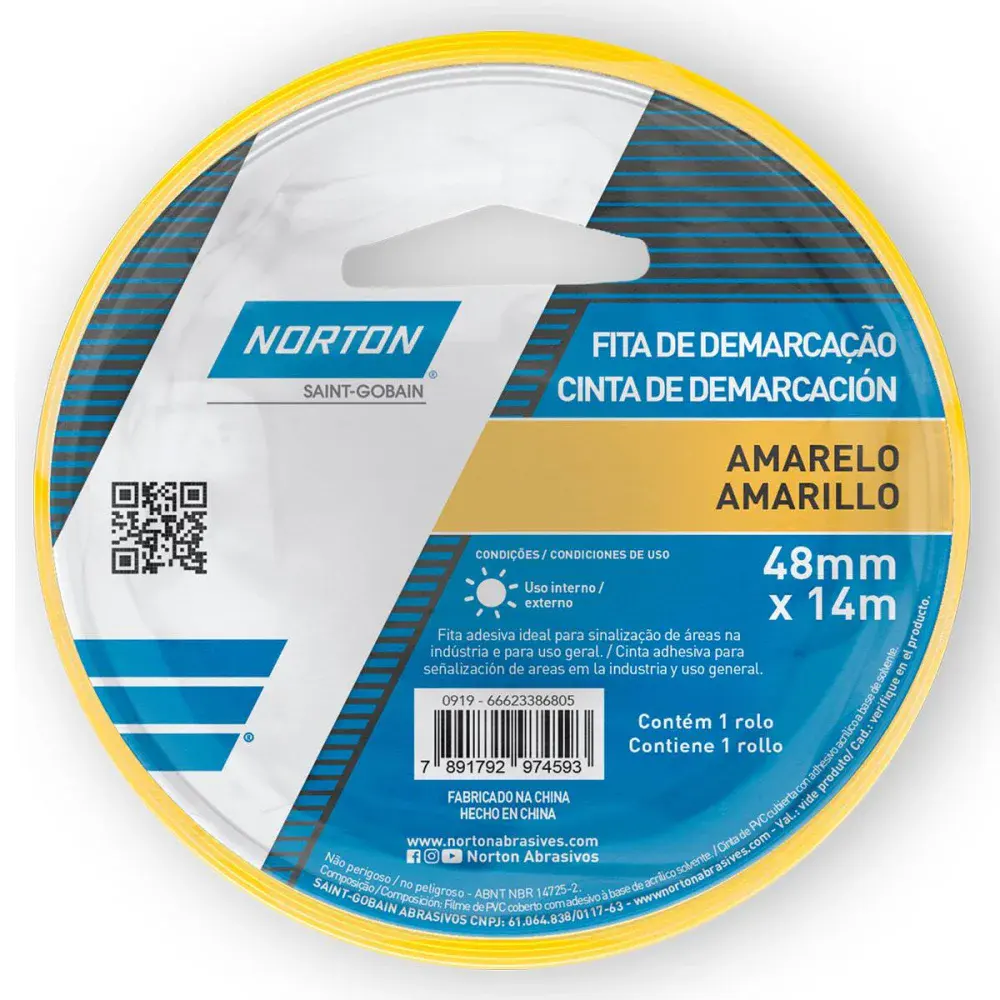 Fita demarcação de solo amarela 48MM 14M Norton