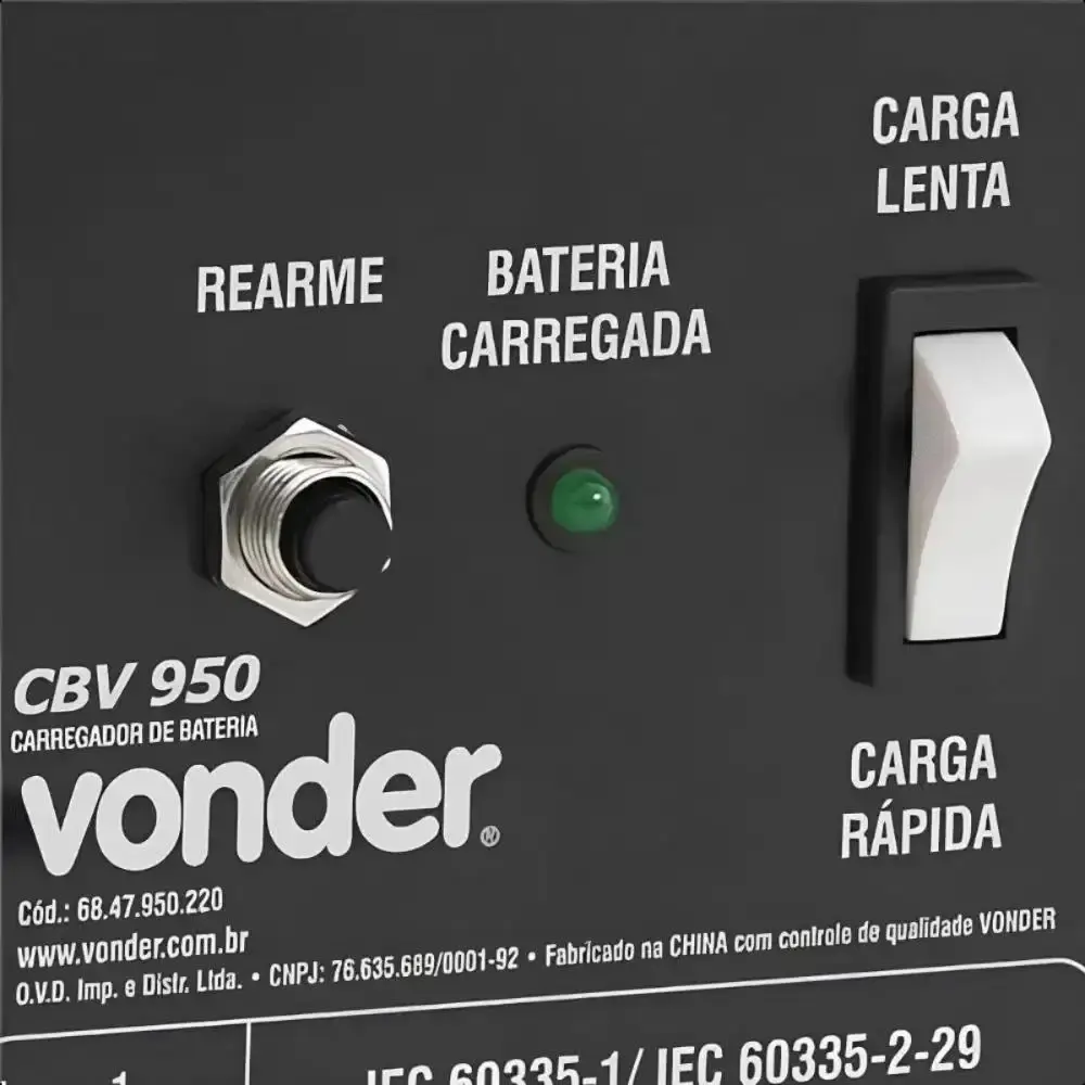 Carregador de bateria 25 a 90 ampère-hora 12 volts Vonder — fotografia 3
