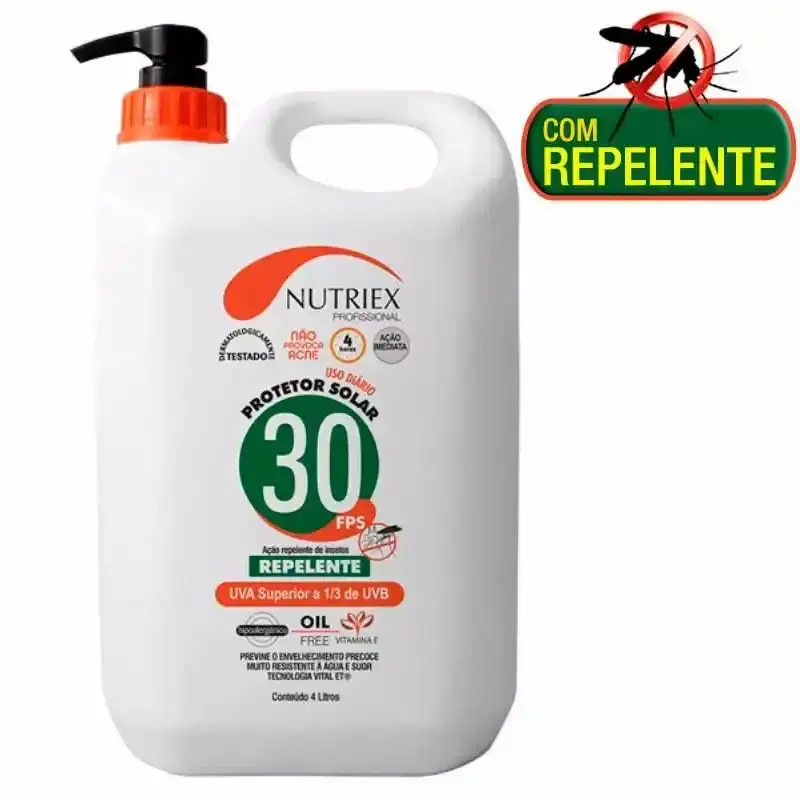 Protetor solar FPS 30 com repelente 4.0 litros bombona Nutriex — fotografia 2