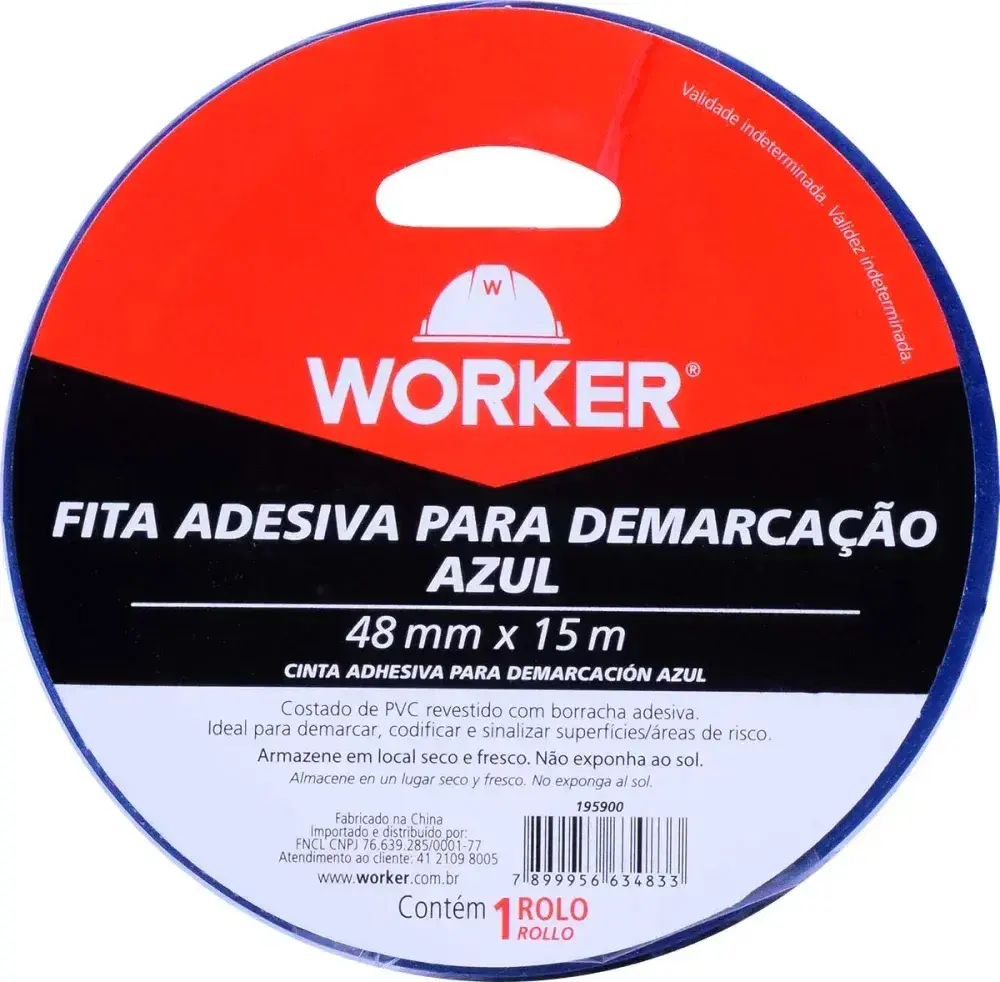 Fita adesiva para demarcação 48MMX15M azul Worker — fotografia 8