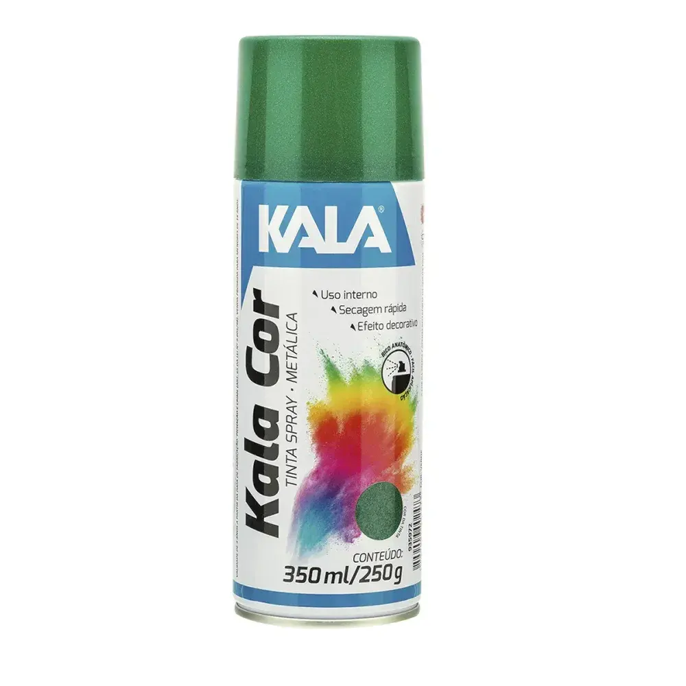 Tinta spray metálico verde 350ML Kala — fotografia 2