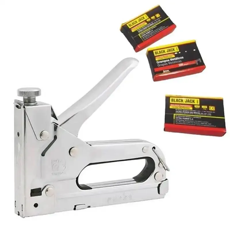 Grampeador e Pinador Manual Profissional de 4 á 14 MM c/ Grampos + Maleta BLACK JACK