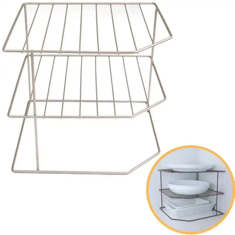 Organizador porta pratos horizontal viena 3 níveis em aço lavanda 990846 BEL BEL FIX — fotografia de referência