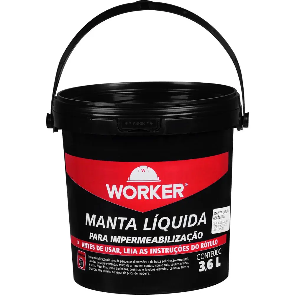 Impermeabilizante manta líquida asfáltica preta 3,6L Worker — fotografia de referência