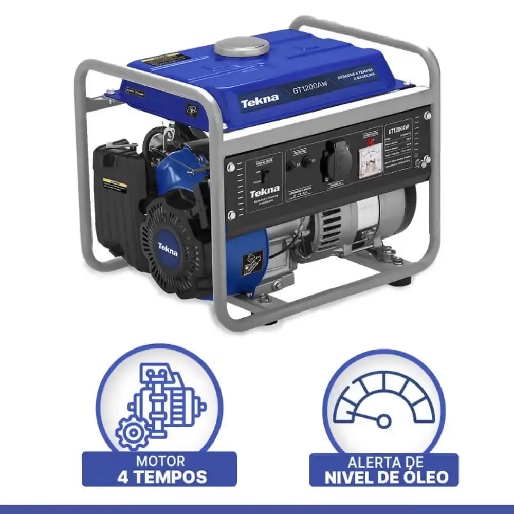 Gerador de Energia á Gasolina 1.2 KVA 4 Tempos GT1200 Monofásico TEKNA 220V — fotografia 4