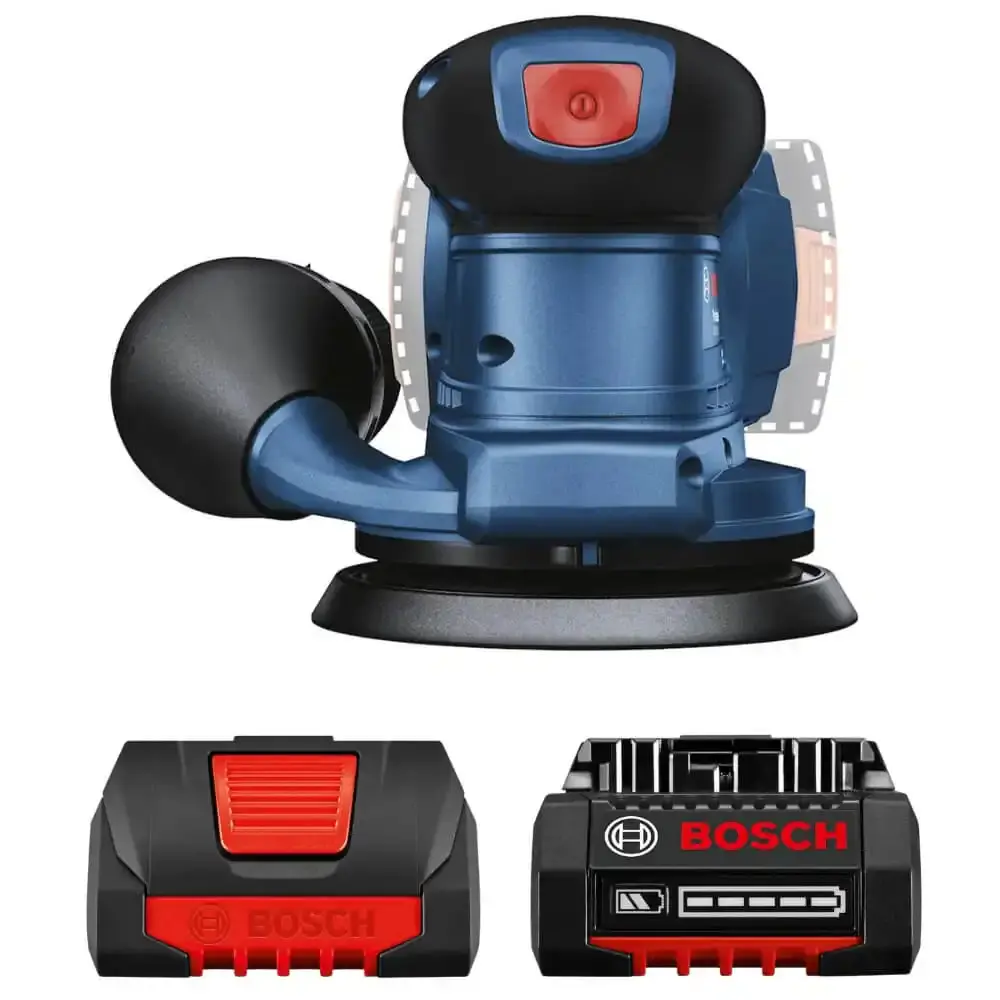 Lixadeira roto orbital 18V GEX 185-LI com 2 baterias 18V e carregador bivolt Bosch — fotografia 3