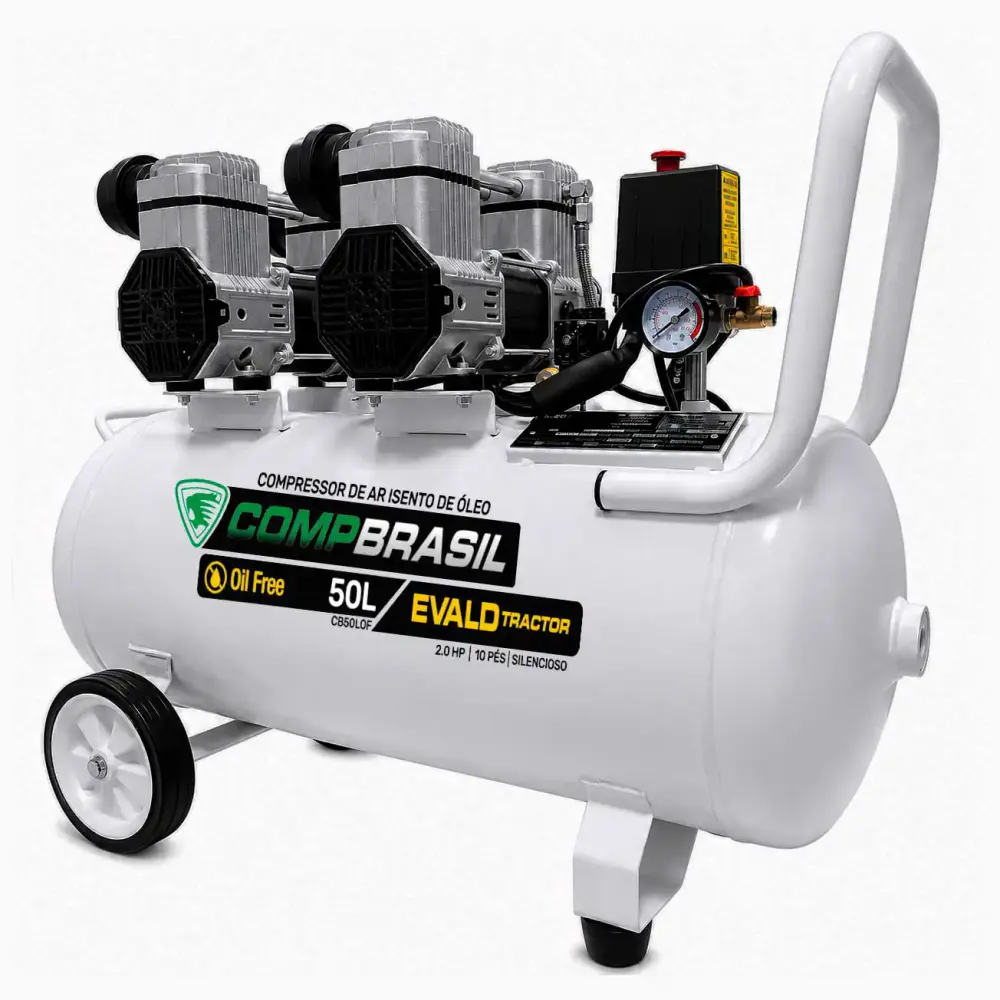 Compressor port. isento 10 PES 2,0HP 50L evald tractor Compbrasil 220 V — fotografia 2