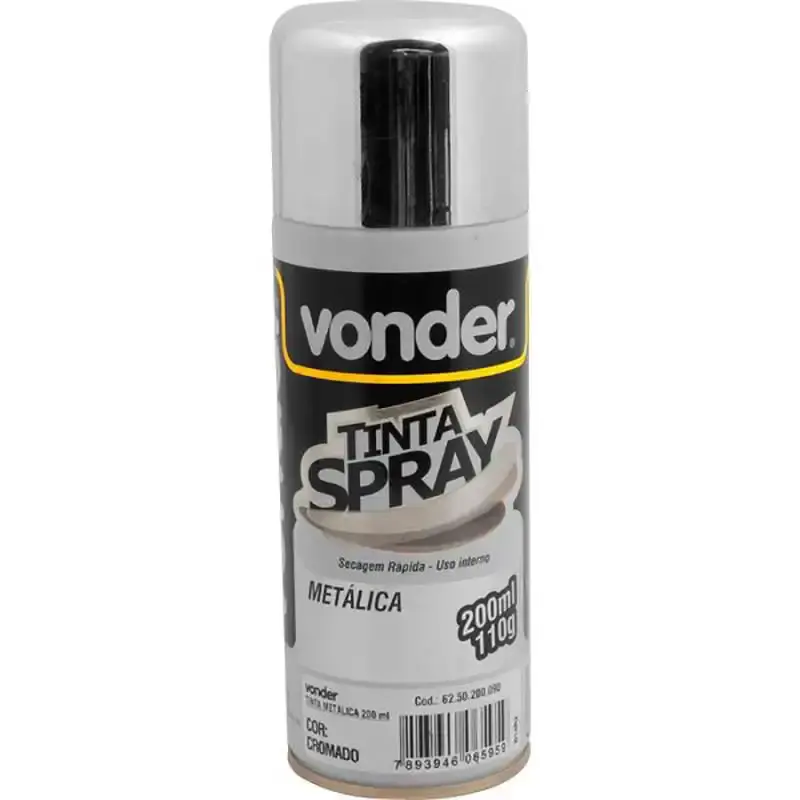 Tinta em spray 110 GR 200 ML metálico cromado Vonder — fotografia de referência