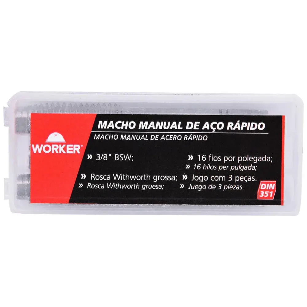 Jogo macho manual DIN351 bsw 3/8 3 peç Worker — fotografia 6