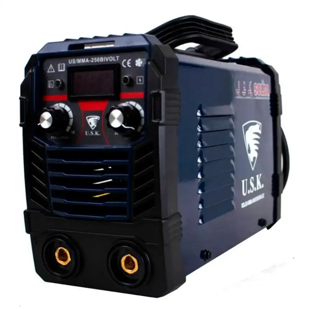 Kit máquina de solda inversora MMA-250 painel digital bivolt 110/220V + máscara de solda automática USK — fotografia 2