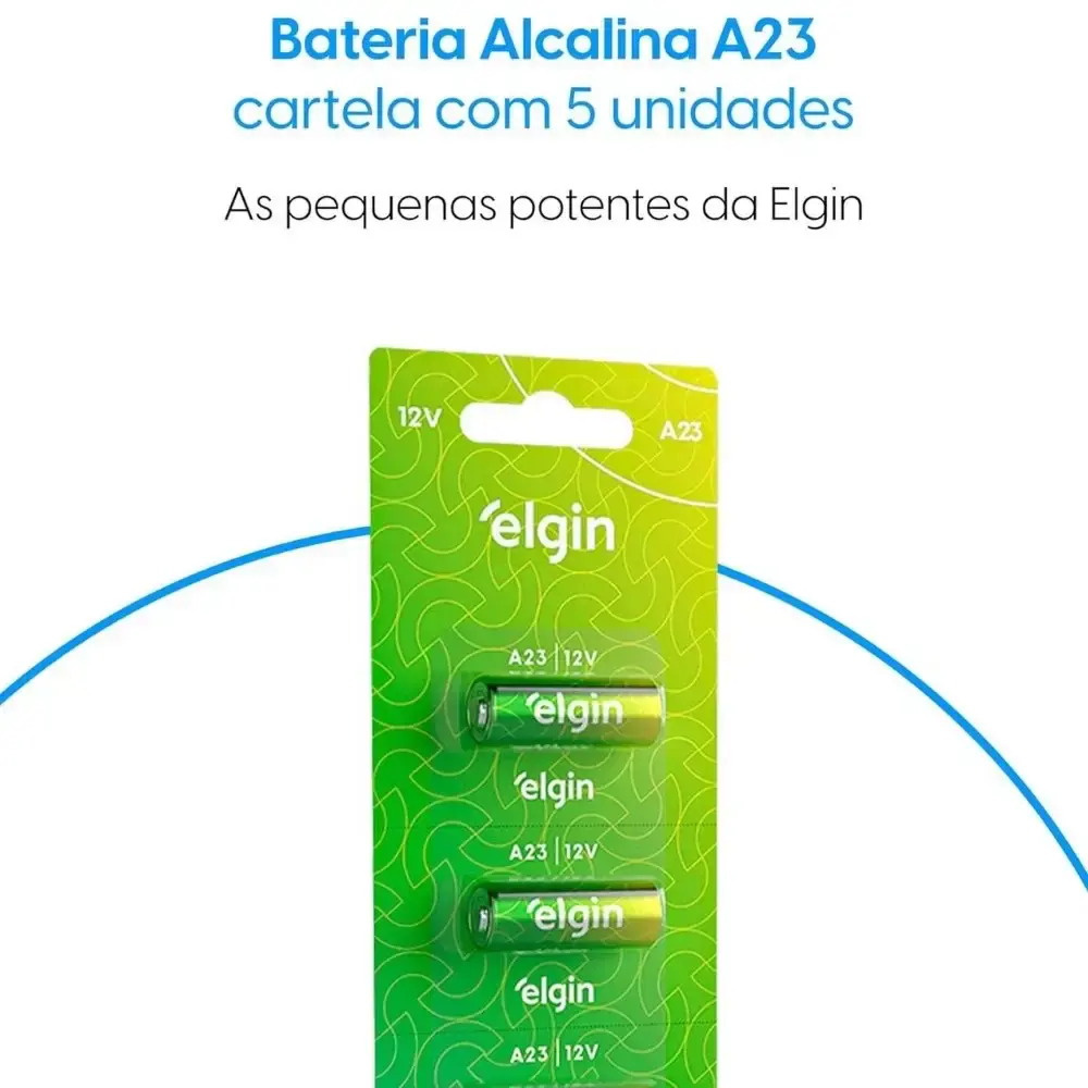Bateria alcalina A23 12V tipo palito Elgin — fotografia 4