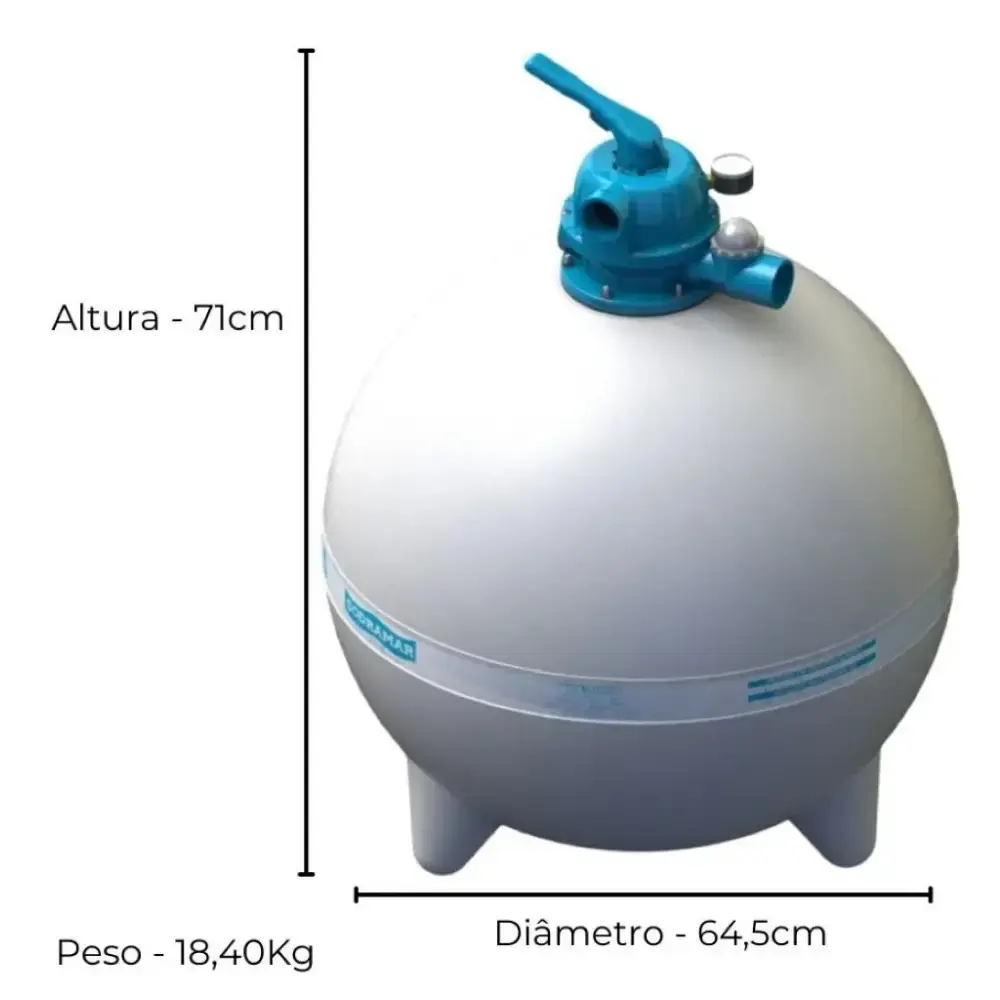Filtro para piscina 1,0CV 113.000L FM-60E sem bomba e areia Sodramar — fotografia 2