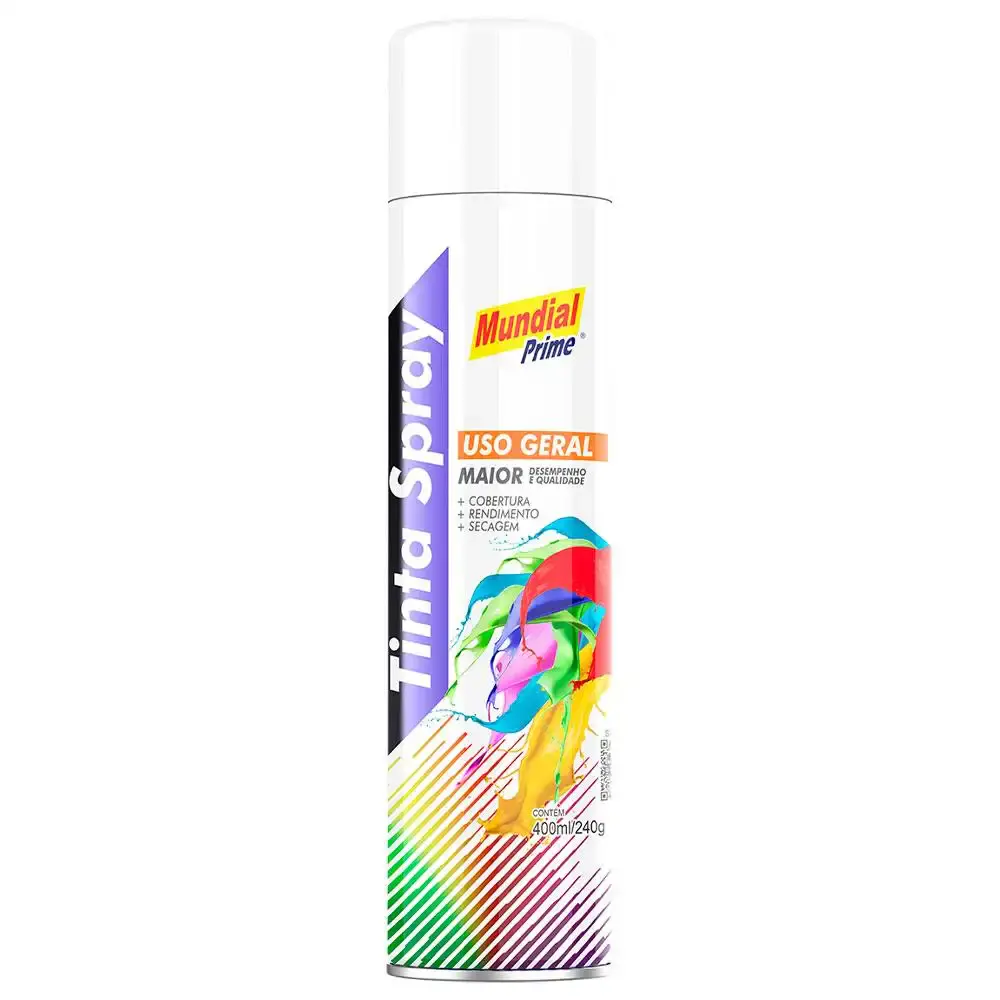 Tinta spray 400 ML mundial prime Branco — fotografia 9