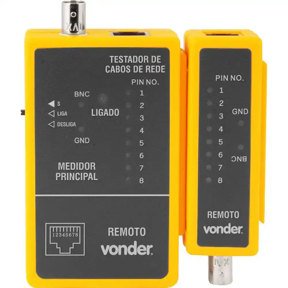 Testador de cabos de rede RJ45 e cabos coaxiais Vonder — fotografia 2