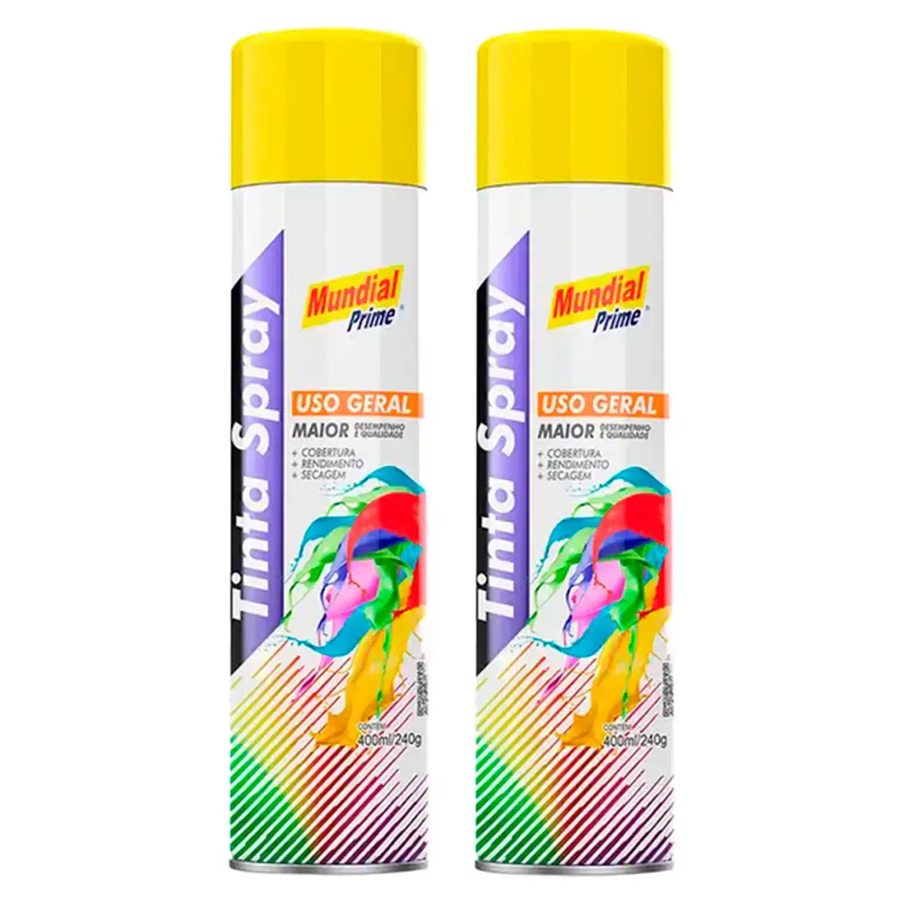 Tinta spray 400ML amarelo bandeira 02 uni mundial prime