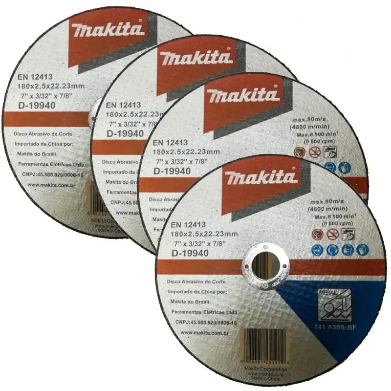 Disco de corte para metal 7 POL 180 MM D-19940-10 kit 4 peças Makita — fotografia de referência