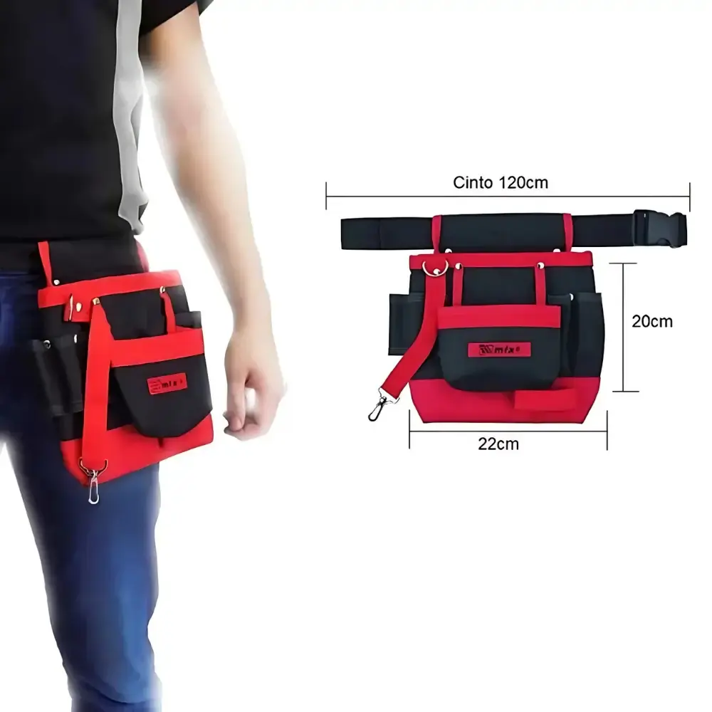 Kit ferramentas com 6 peças e bolsa em lona com 7 bolsos e cinto Sparta — fotografia 4