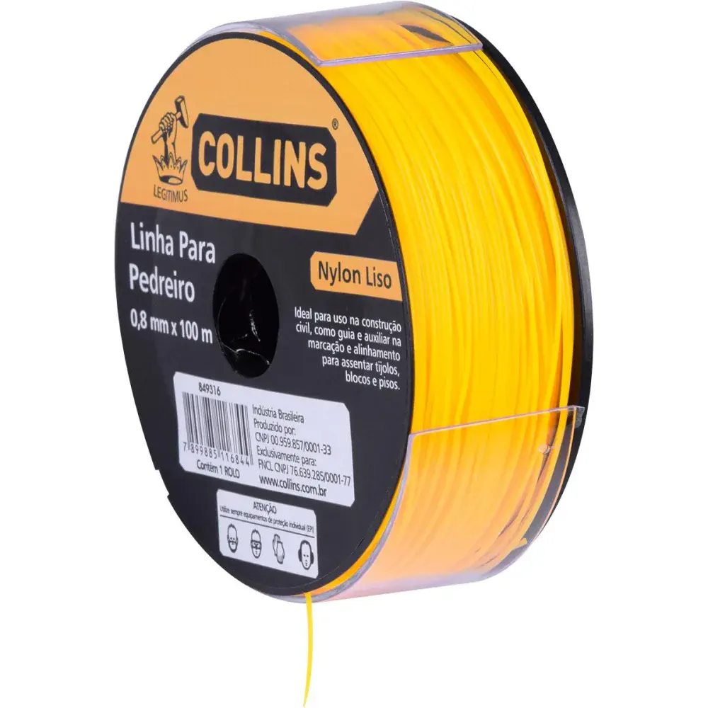 Linha pedreiro nylon amarelo 0,80M x 100MTS Collins — fotografia 2