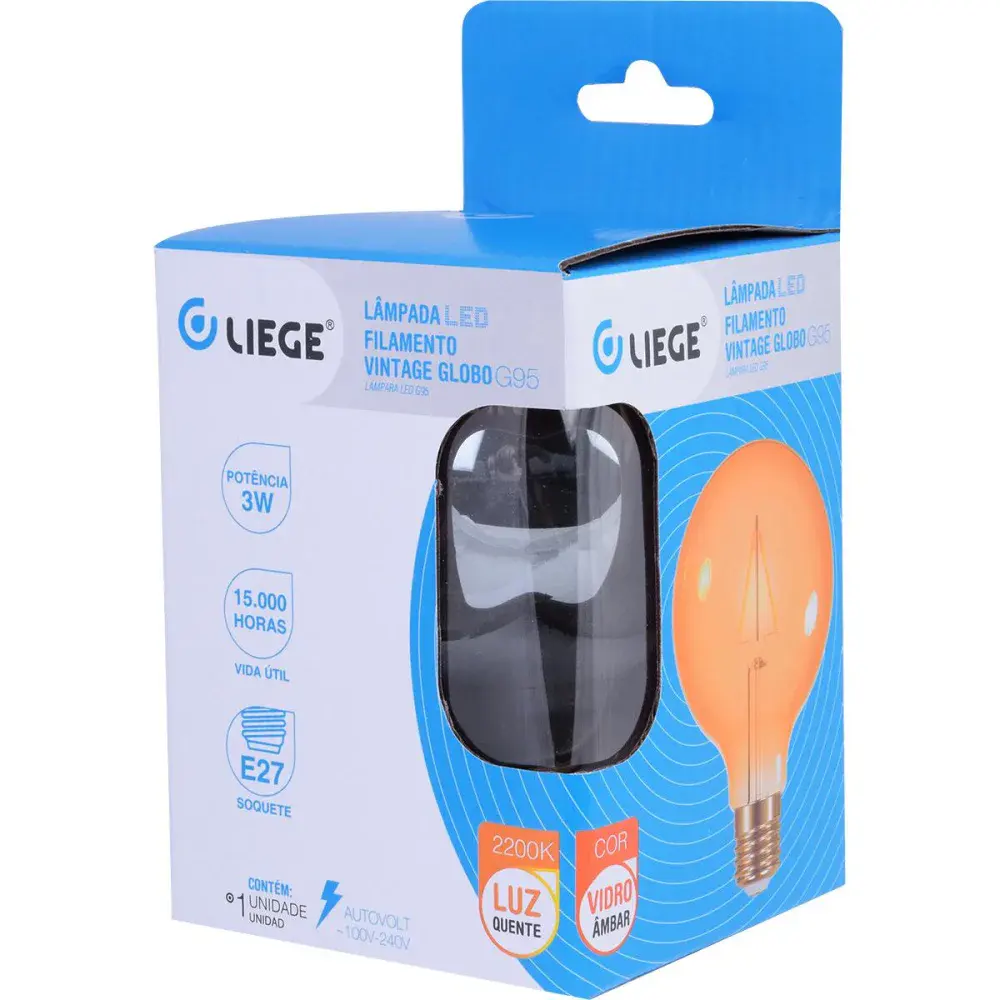 Lâmpada led filamento vintage globo G95 bivolt Liege — fotografia 5