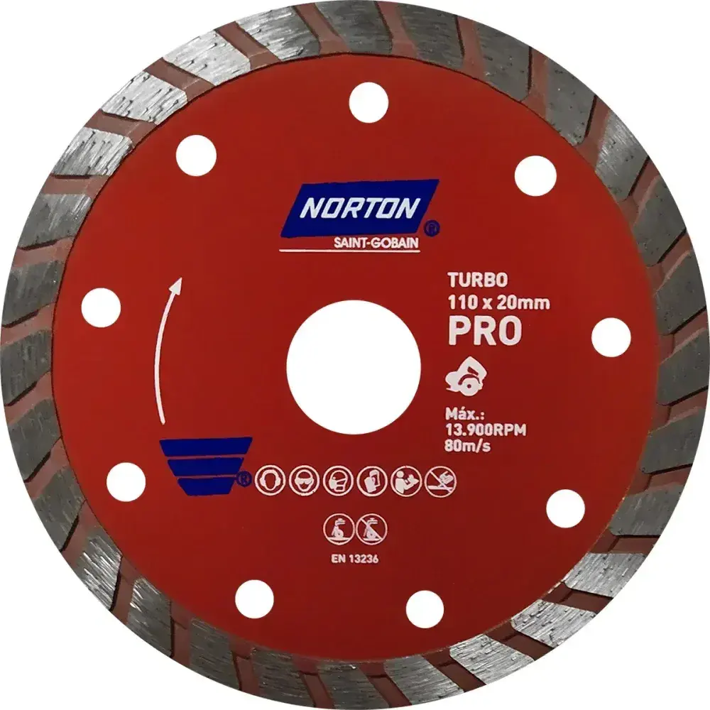 Disco diamantado pro turbo para serra mármore 110X20MM Norton — fotografia 4