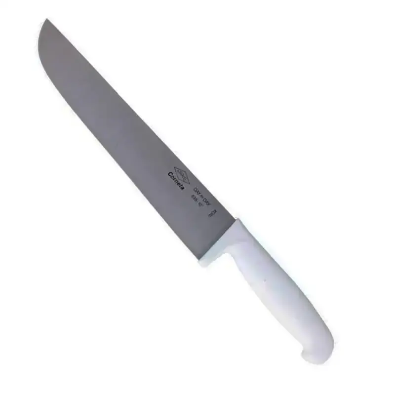 Faca para carne aço inox 10 POL 25 CM cabo branco Corneta