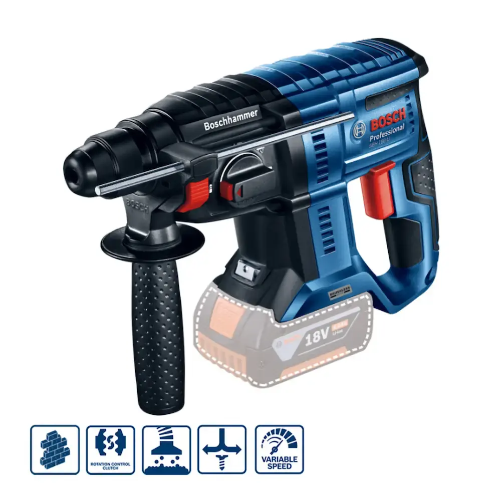 Martelo perfurador a bateria Bosch GBH 180-LI Brushless 18V SB — fotografia 3