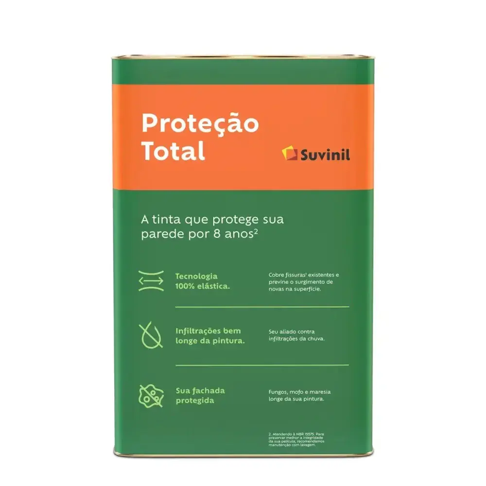 Tinta acrílica proteção total fosco branca 18L Suvinil — fotografia 4