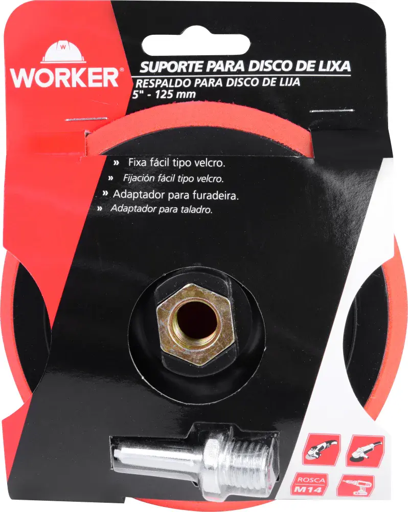 Suporte de disco de lixa para furadeira 5” - 1X25MM Worker — fotografia 2