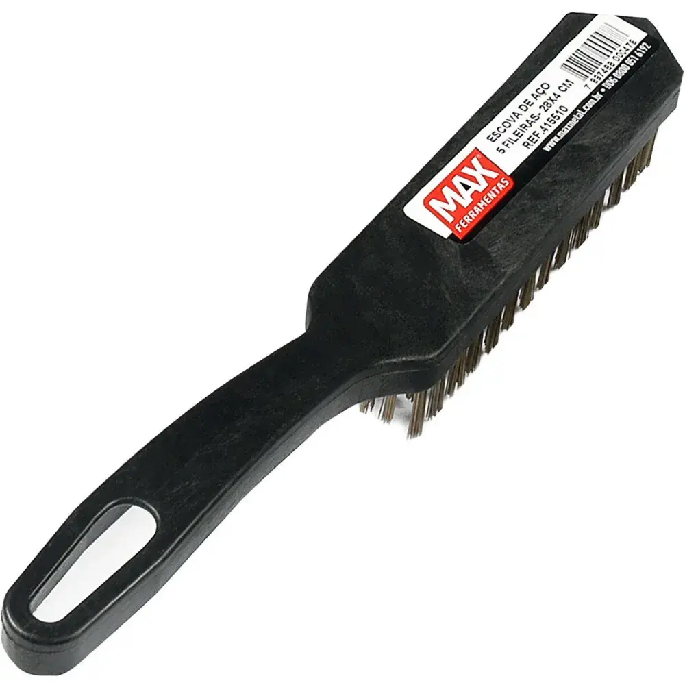 Escova aço manual cabo max metalúrgica plástica max 5 fileiras — fotografia de referência