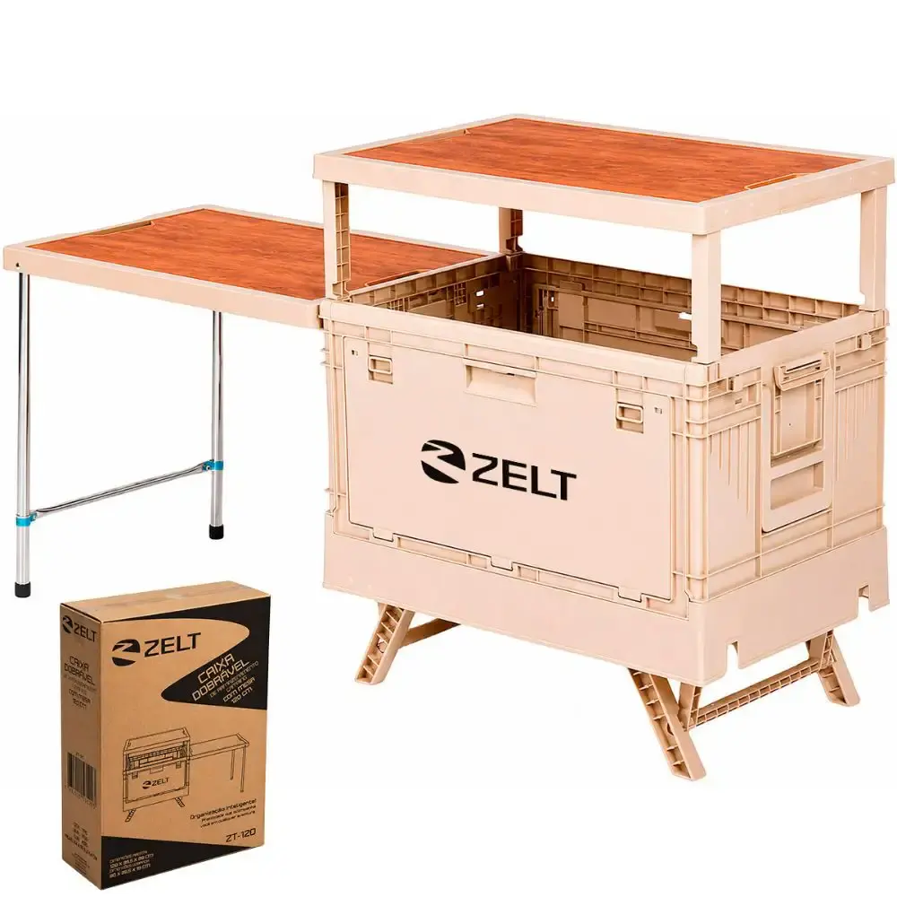 Caixa de armazenamento camping cozinha multifuncional dobrável com mesa lateral Zelt — fotografia 7