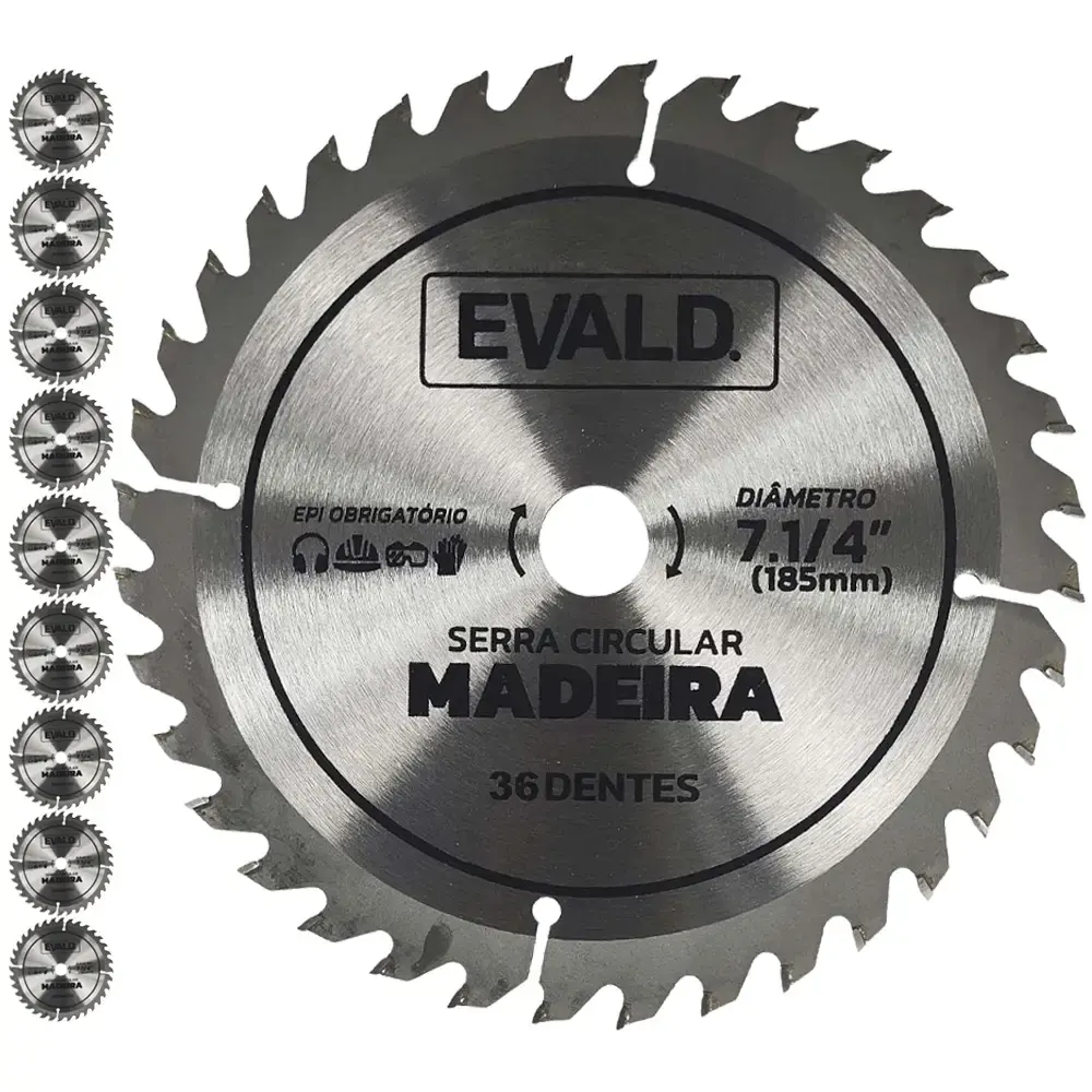 Disco de serra circular 7.1/4 POL 36 dentes com 10 unidades Evald
