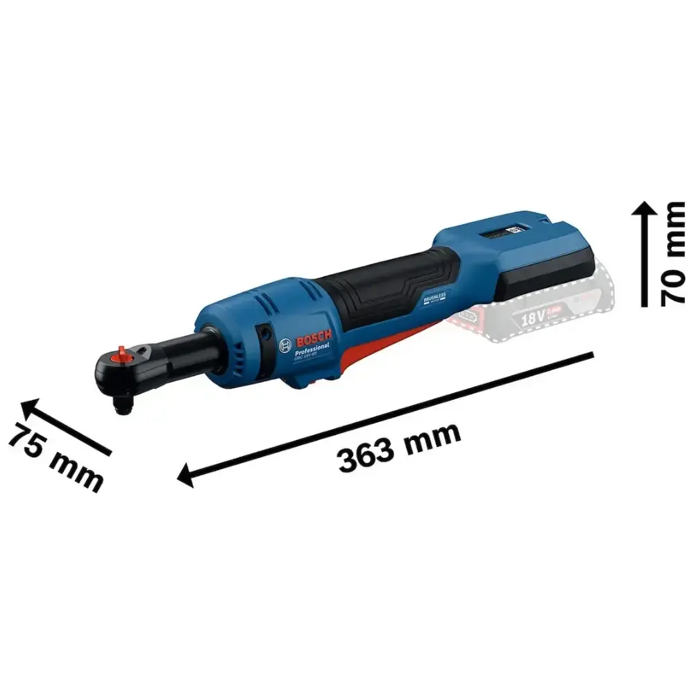 Chave catraca a bateria 18V 3/8 POL 60 NM brushless sem carregador e bateria GRC 18V-60 Bosch — fotografia 6