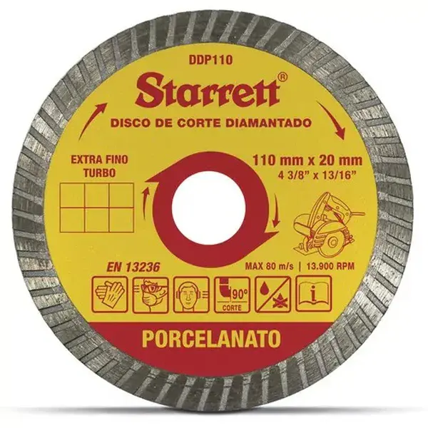 Disco de corte diamantado porcelanato 110MM - Starrett — fotografia de referência