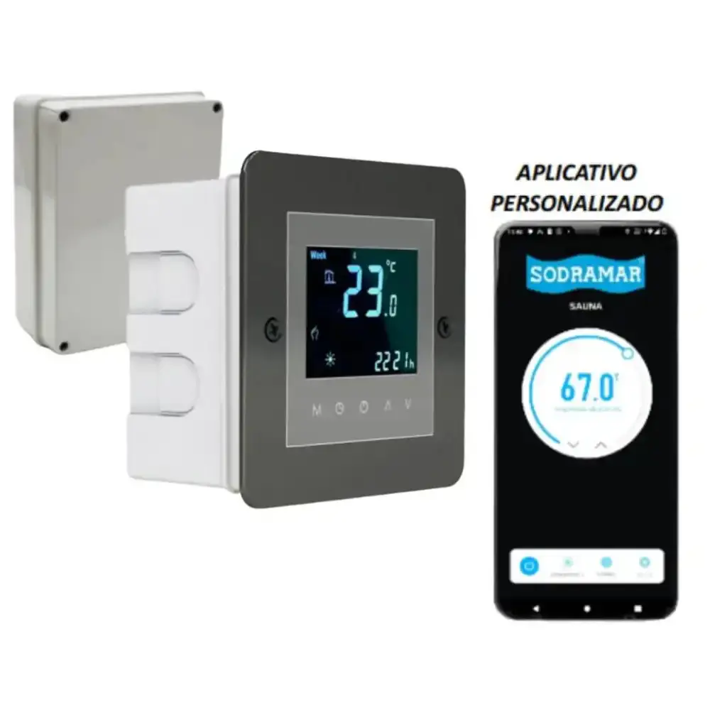 Sauna a vapor steam inox 12KW mono com comando touch wifi 12KW steam inox 220V Sodramar — fotografia 4