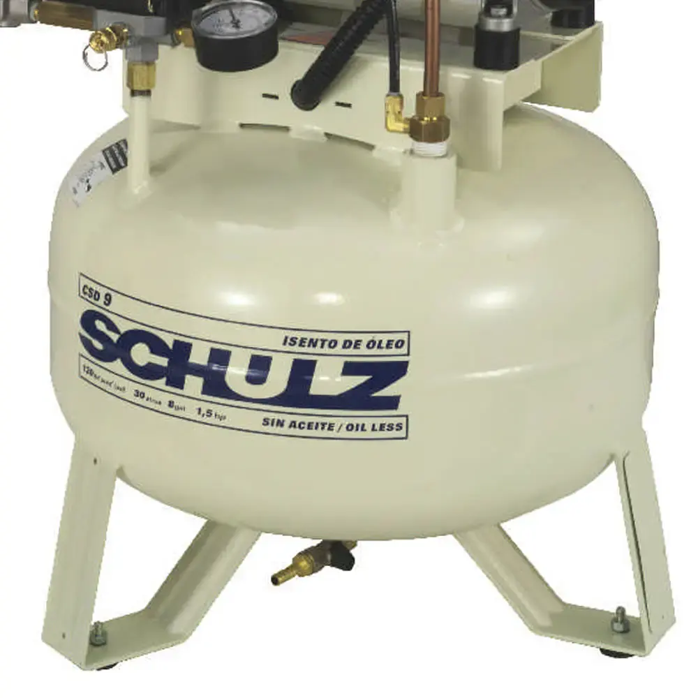 Compressor de ar odontológico 1,5 HP 9 pés 30 litros isento de óleo CSD 9/30 Schulz 110 V — fotografia 4