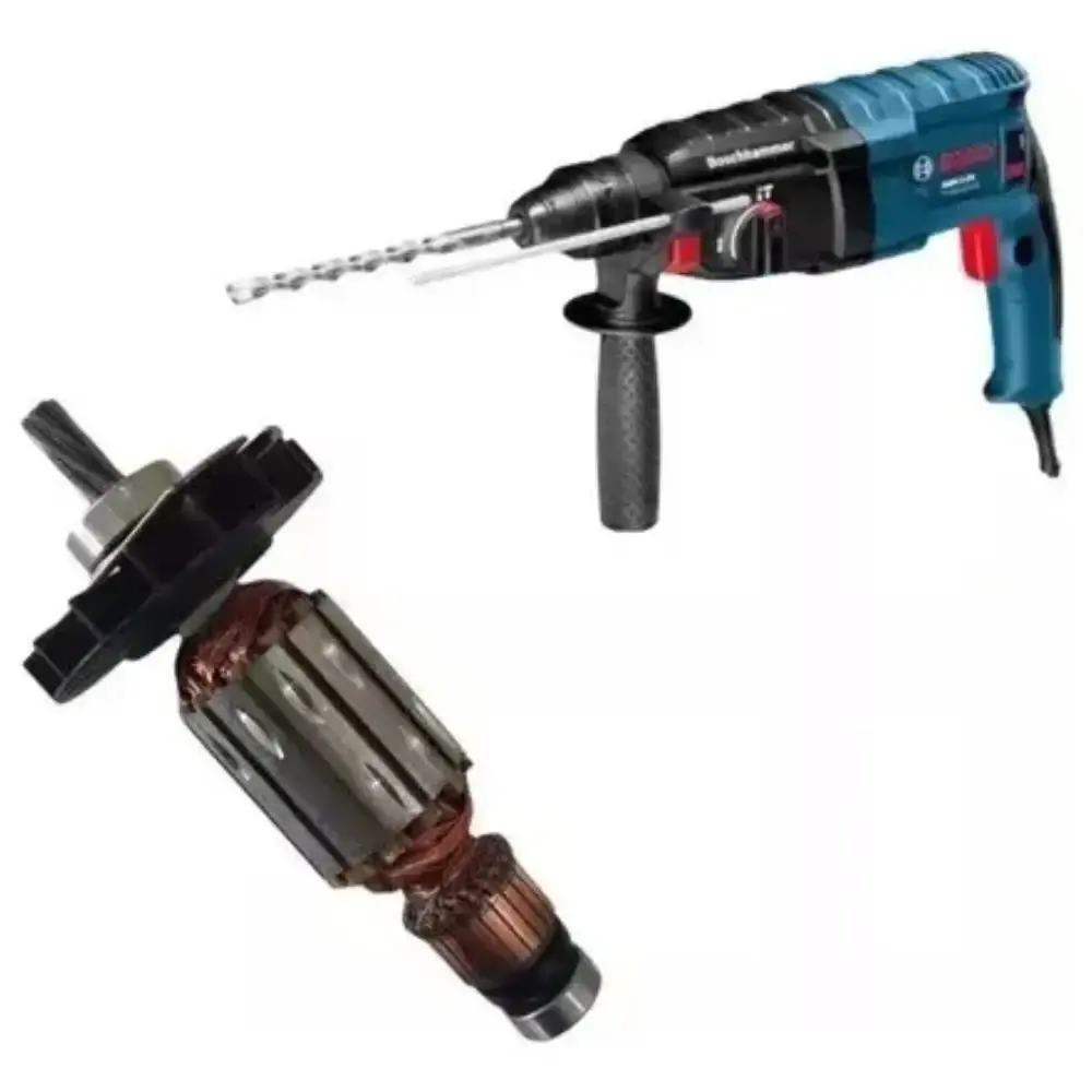 Conjunto rotor 110 volts com carvão para martelete GBH2-24D 2-24DF Bosch — fotografia 3