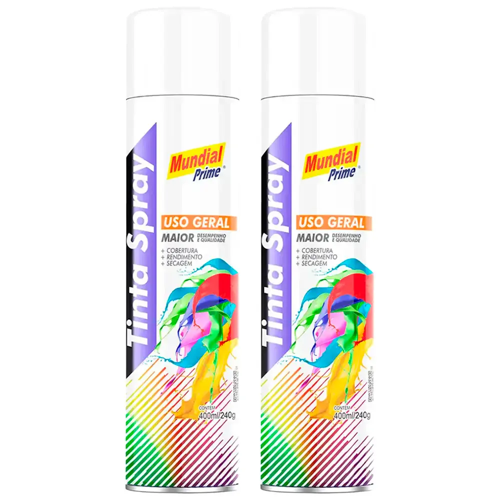 Tinta spray 400ML branco fosco 02 uni mundial prime — fotografia de referência