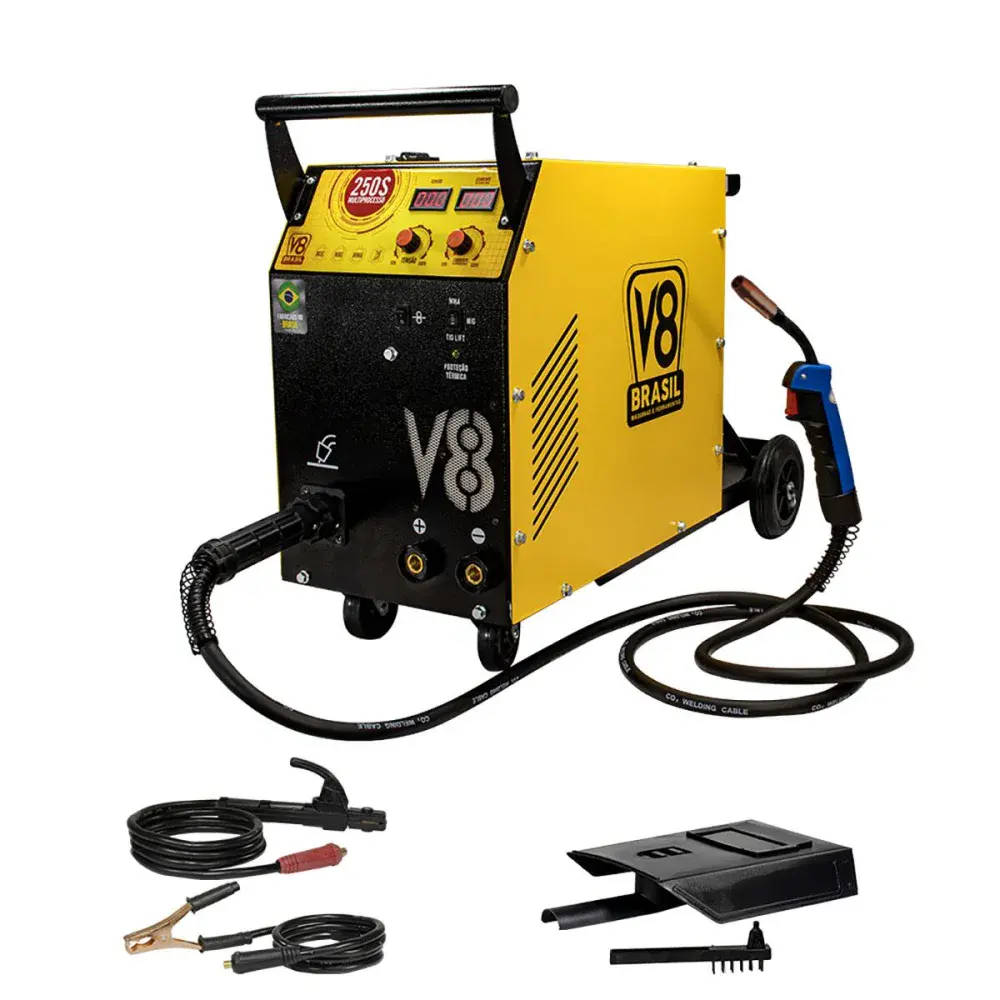Máquina de solda multi mig 250I 11,2KVA 220V da V8 brasil