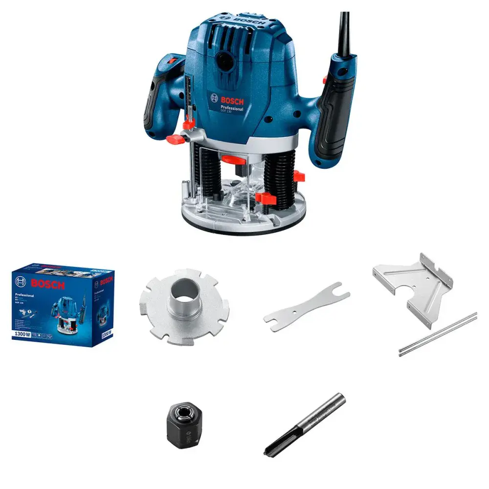 Tupia para madeira com acessórios gof 130 1/4 1.300W 127V Bosch — fotografia de referência
