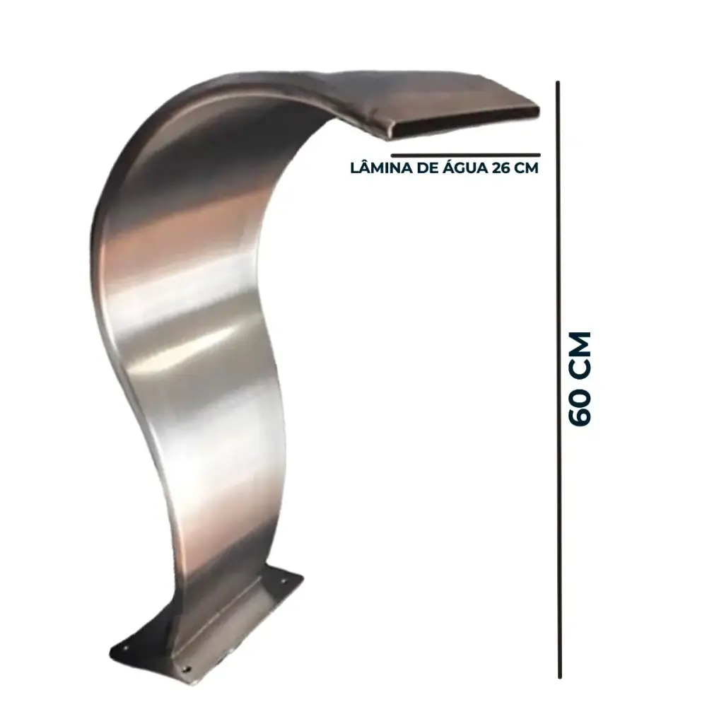 Cascata para Piscina 60 x 26 CM Aço Inox Naja Junior EVALD — fotografia 3