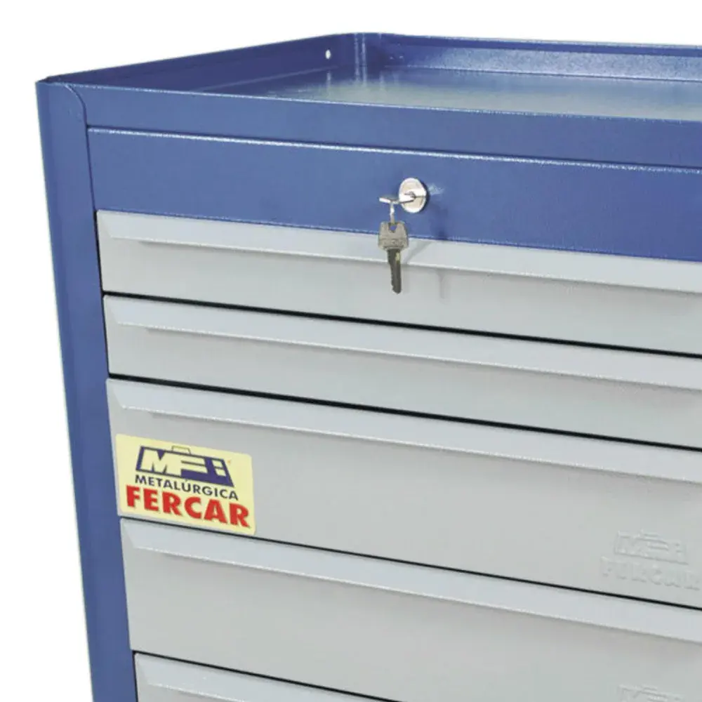 Carrinho de ferramentas fechado azul com 6 gavetas 120KG Fercar — fotografia 5