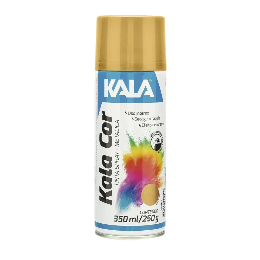 Tinta spray metálico Kala dourado 350ML — fotografia 2
