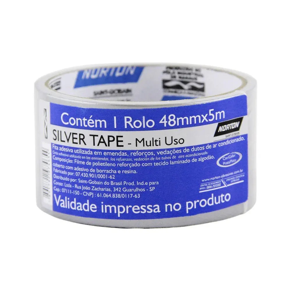 Fita silver tape prata 48MMX05M Norton — fotografia de referência