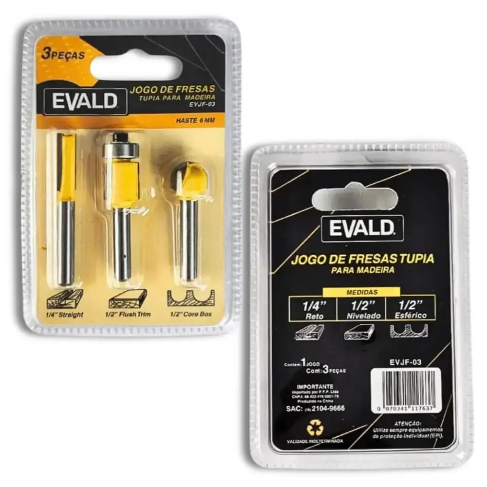 Tupia 6 MM 650W EVTUP110/220 com kit 3 fresas 6 MM EVJF-03 Evald 110 V — fotografia 8