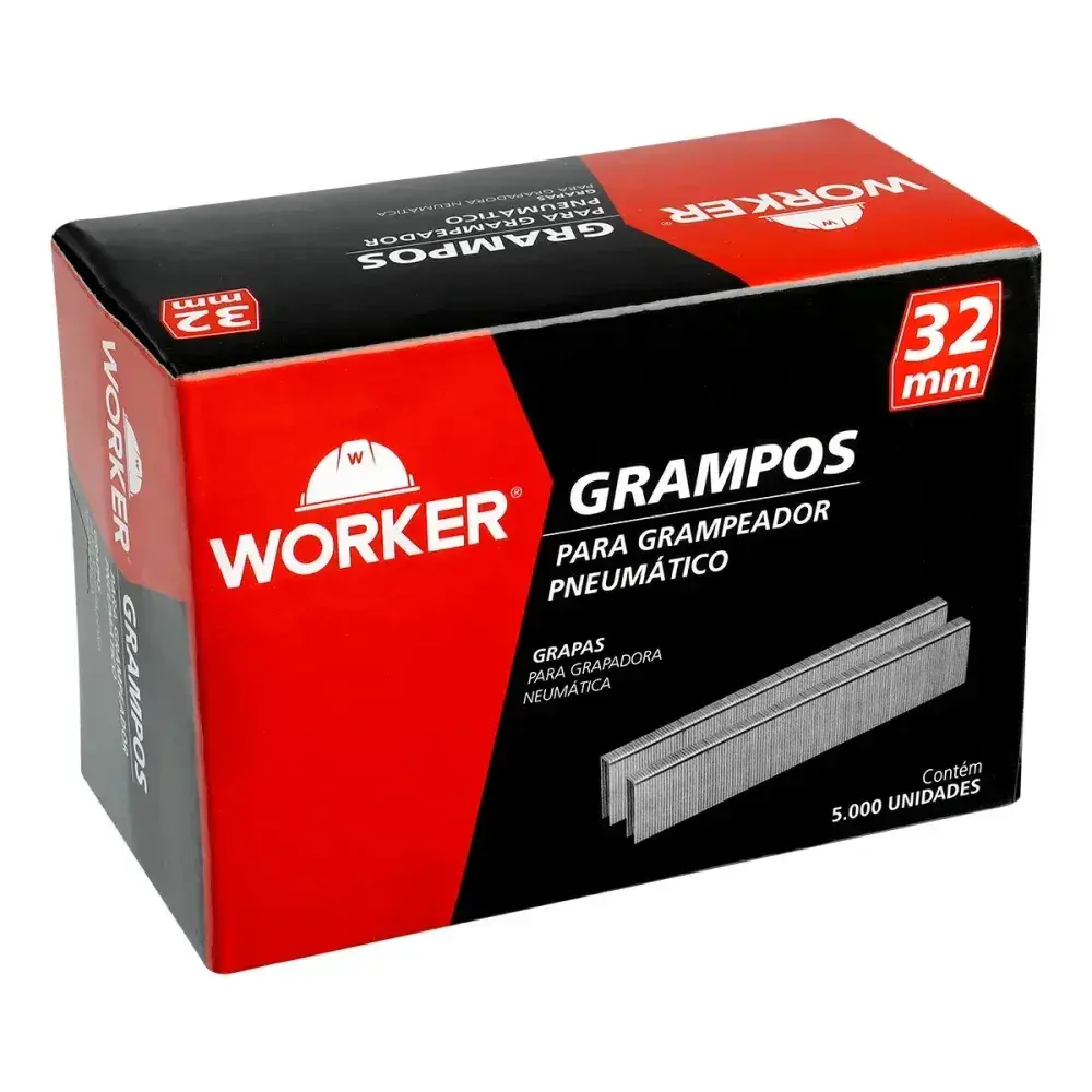 Grampo para grampeador pneumático 90 32MM 5000 peç Worker — fotografia 9