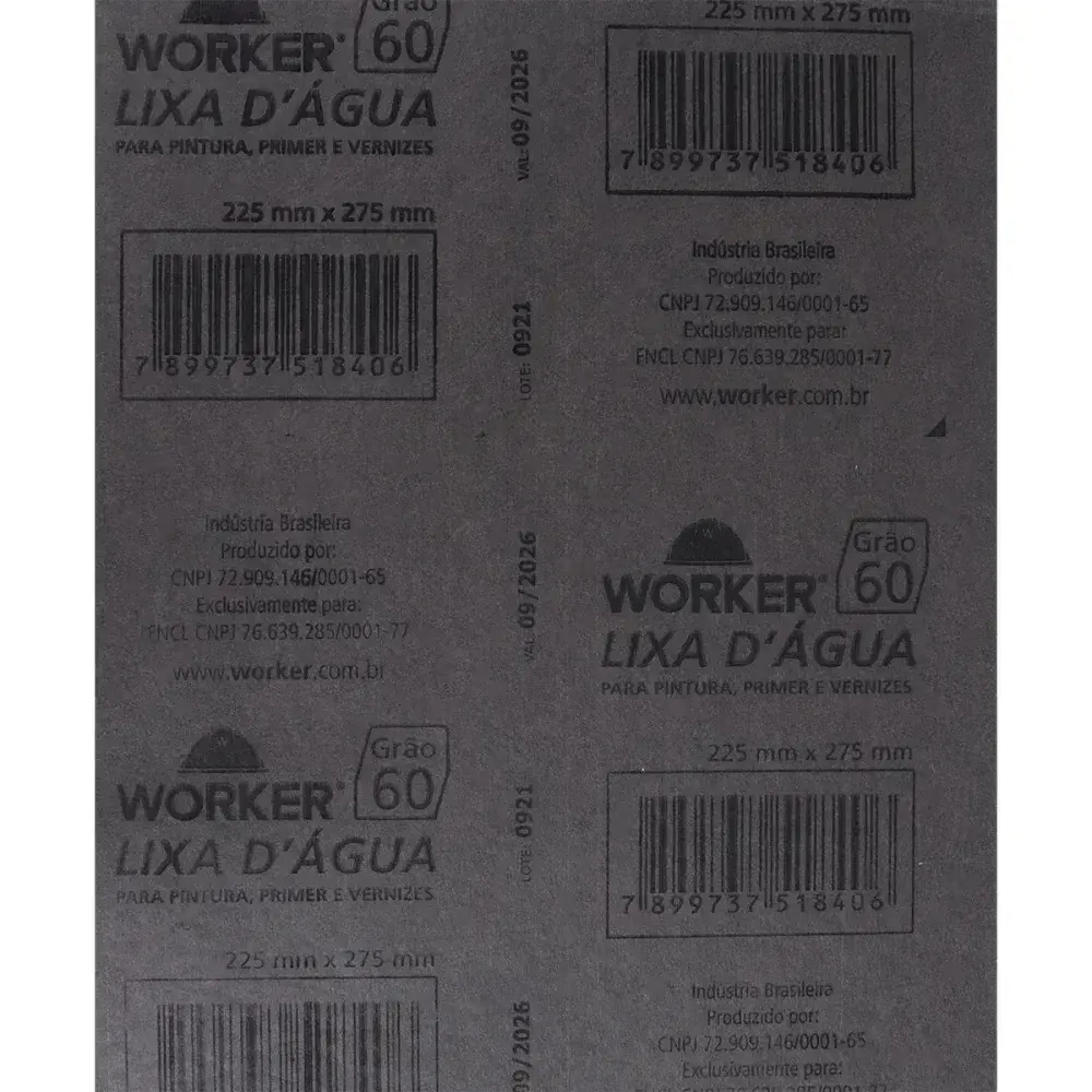 Lixa dágua para desbaste grão 60 225X275MM Worker — fotografia 7
