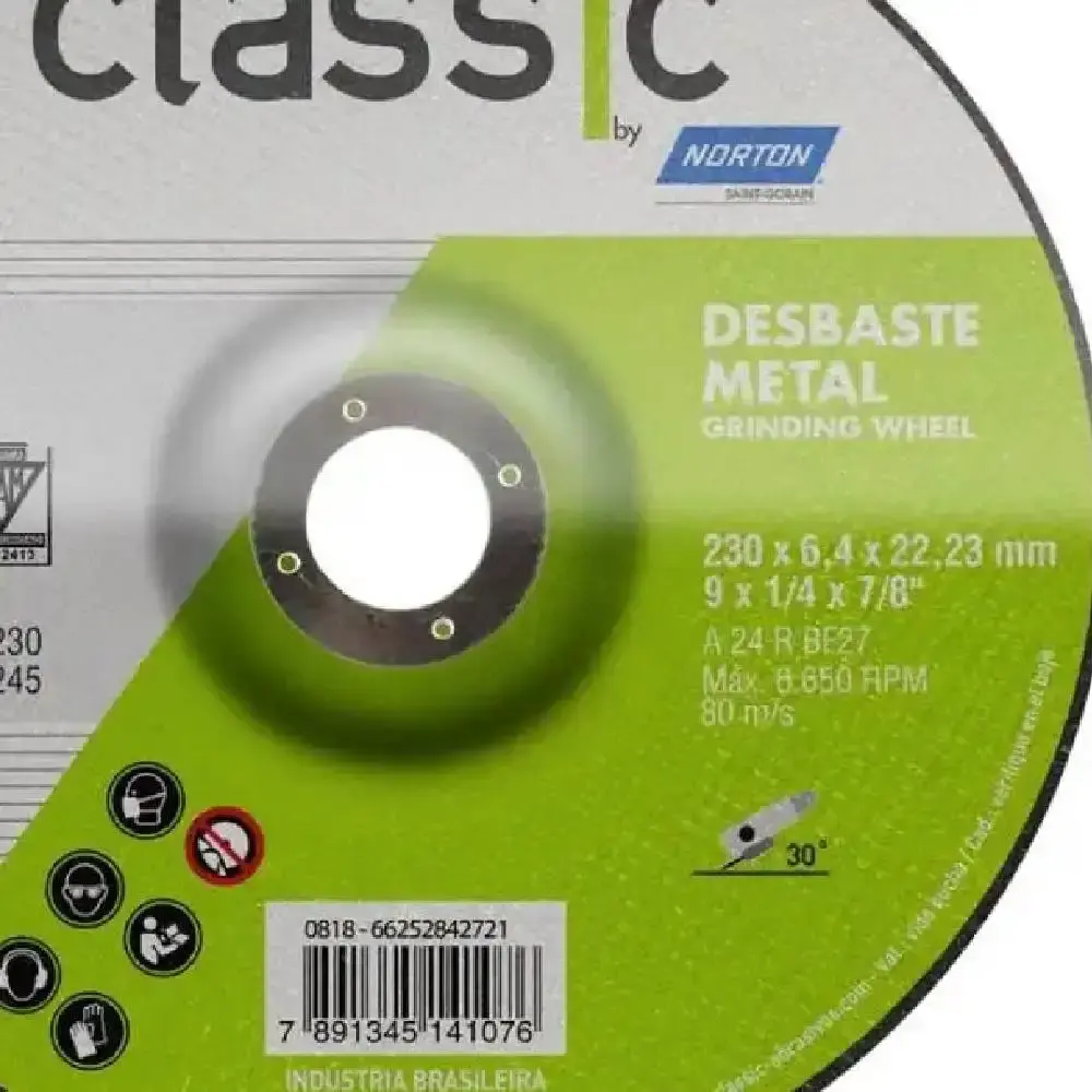 Disco de Desbaste Metal 9 POL x 6.4 MM Furo 7/8 POL Classic Kit 50 Peças NORTON — fotografia 5