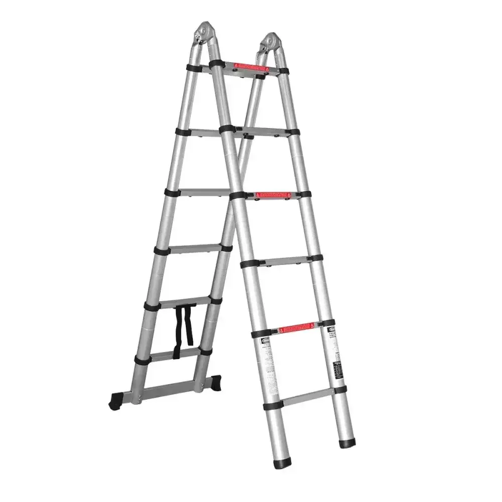 Escada telescópica dupla 2X8 degraus 5M Worker — fotografia 3