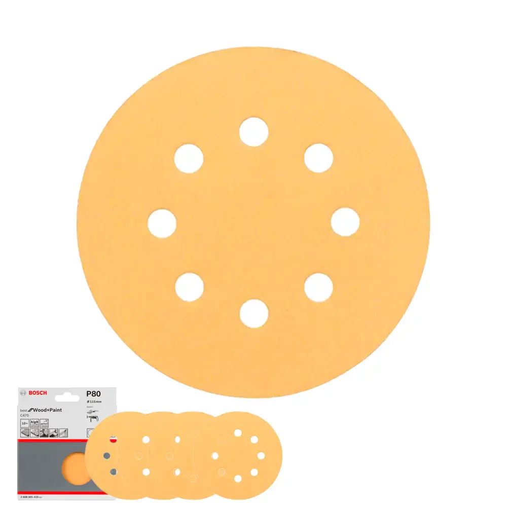 Disco de lixa expert C470 125MM G80 5 peças Bosch — fotografia de referência