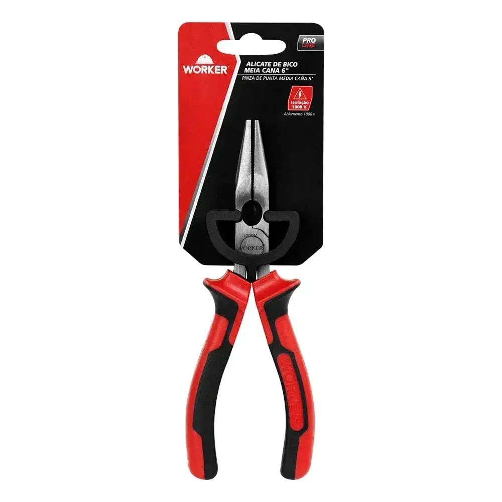 Alicate de bico meia cana 6 1000V Worker — fotografia 10